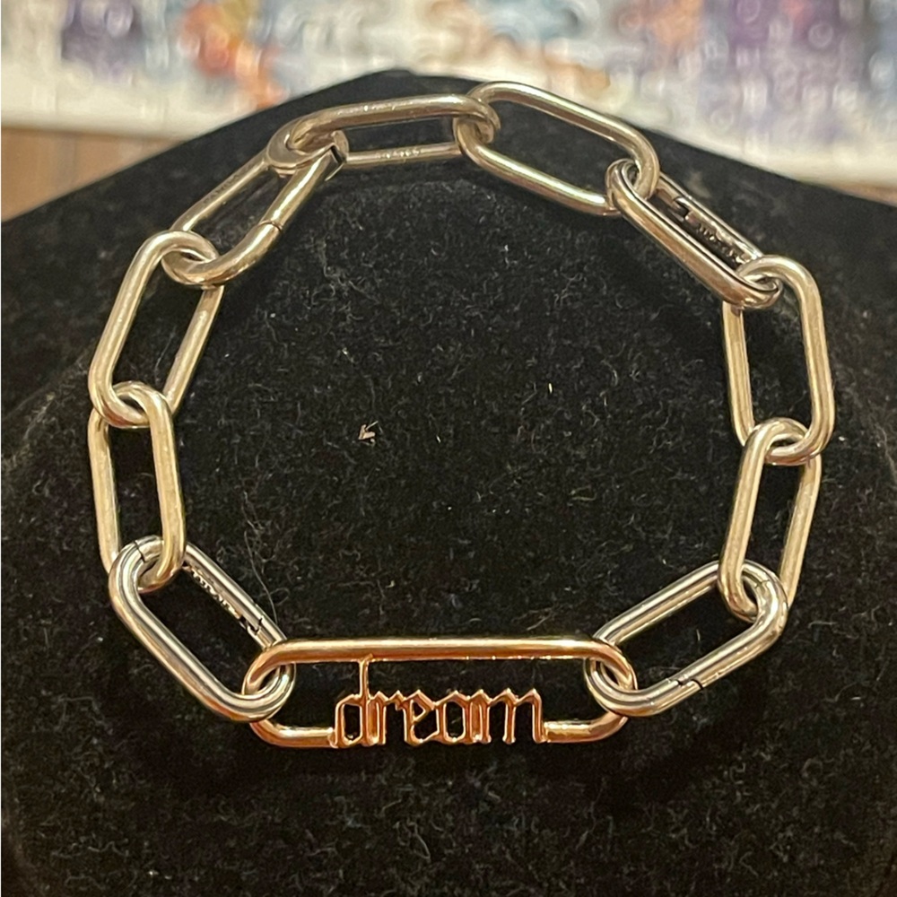 Pandora Me Dream charm bracelet sterling silver and 14k rose gold link